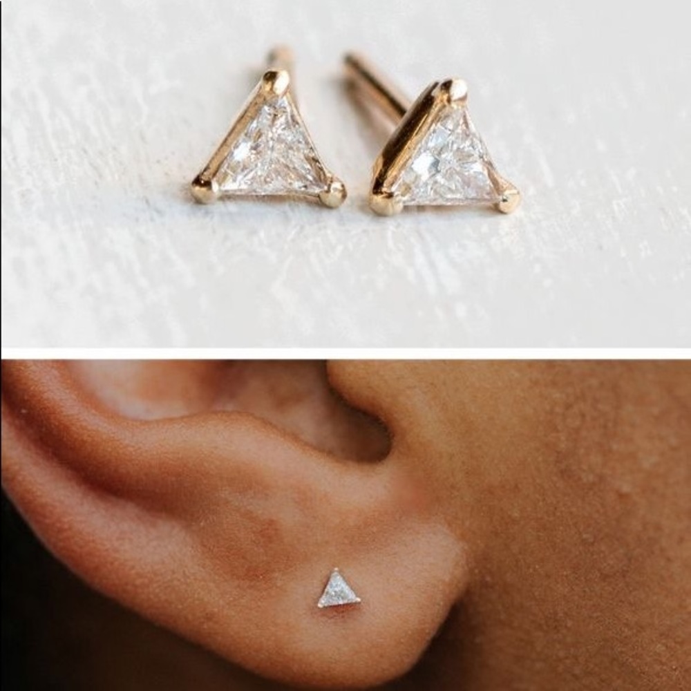 Gold Plated Triangle Diamond Earring